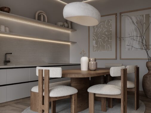 Kontúros ház: Puha, semleges belső, íves formákkal!