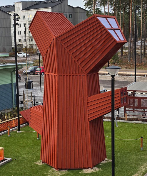 Hexagonális faformák: totemos vörös tölgy ház Svédországban