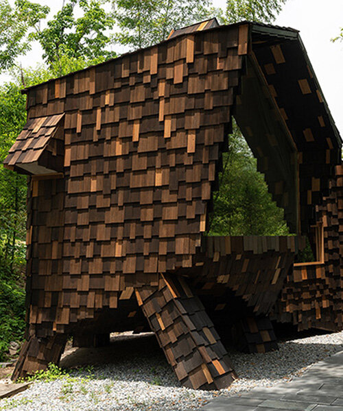 Bambusz csempék díszítik a kínai macskaházat az Anji-erdőben!