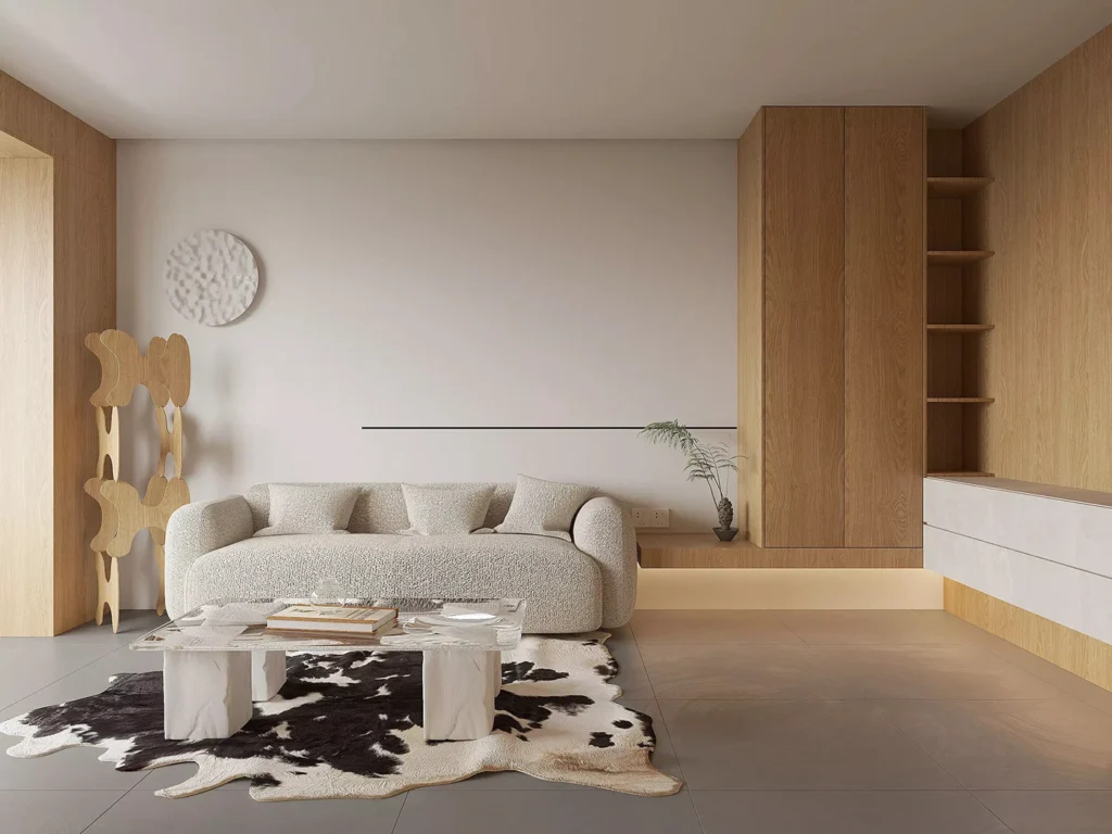 Puha ívek: Minimalista lakás hajlított falakkal és tölgy panelekkel
